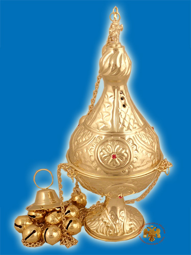 Russian Style C Church Censer Gold Plated